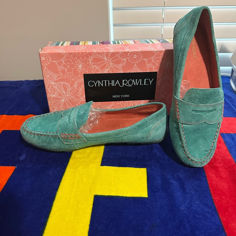 Cynthia Rowley Teal Suede Loafers